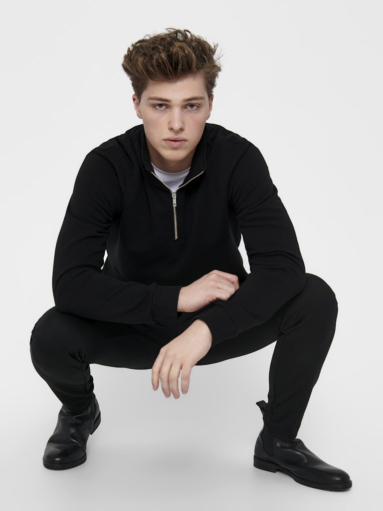 ONLY & SONS Half Zip Sweatshirt Black