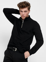 ONLY & SONS Half Zip Sweatshirt Black