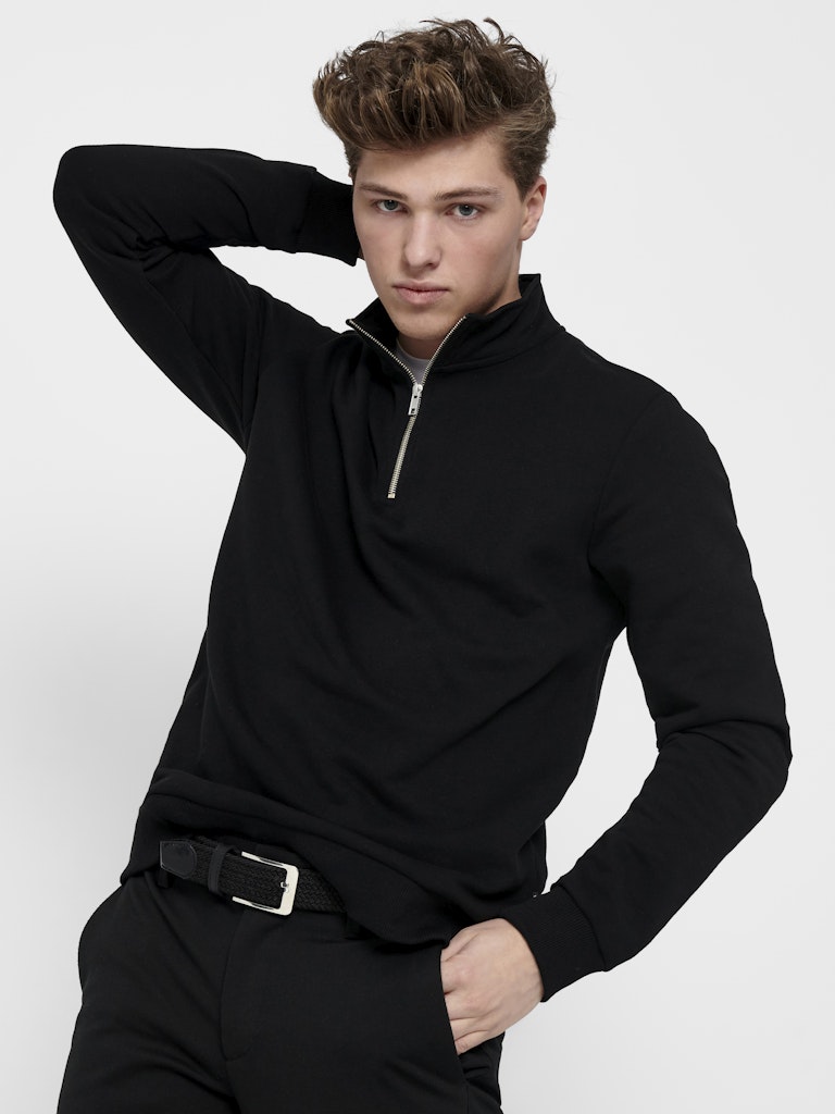 ONLY & SONS Half Zip Sweatshirt Black