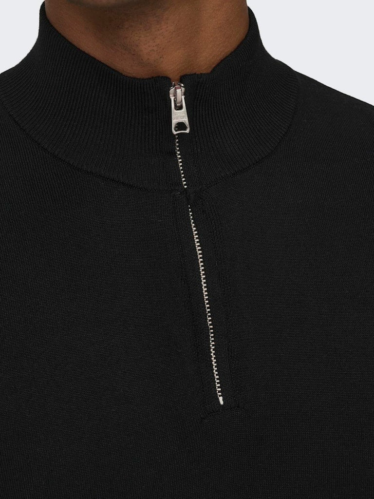 ONLY & SONS Dünner Half Zip Pullover Black