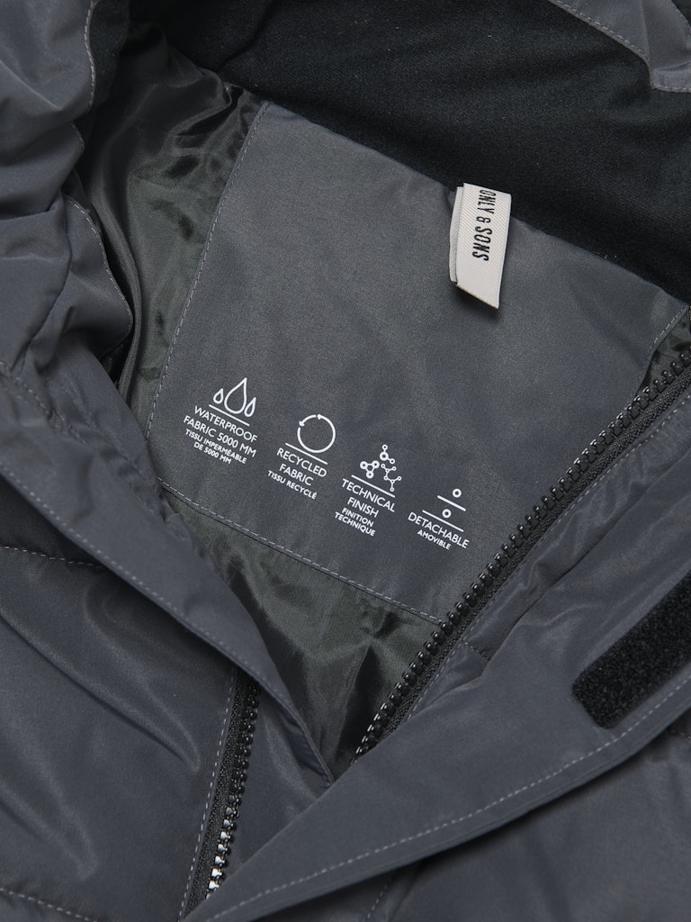 ONLY & SONS Winter Quilted Jacke Grey Pinstripe