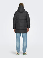 ONLY & SONS Winter Quilted Jacke Grey Pinstripe
