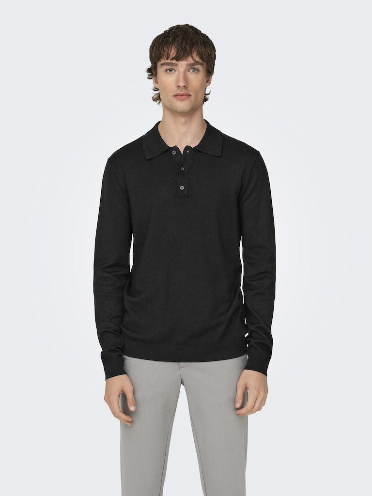 ONLY & SONS Leichtes Poloshirt Black