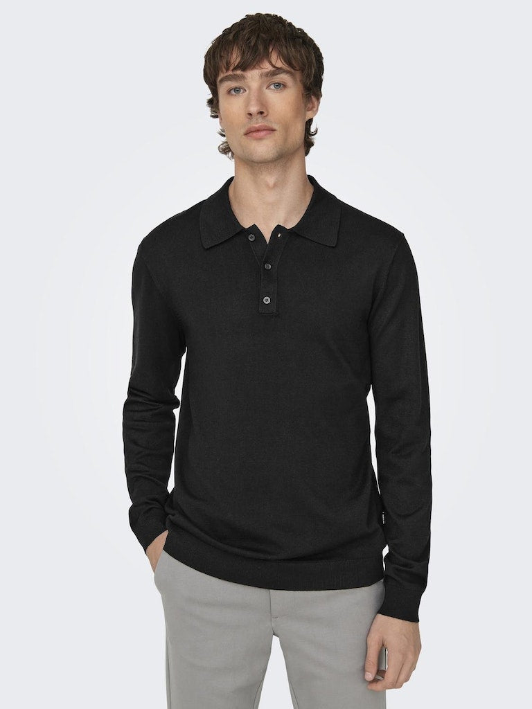 ONLY & SONS Leichtes Poloshirt Black