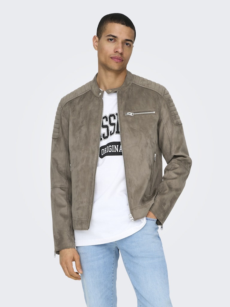 ONLY & SONS Faux Suede Racer Jacke Falcon