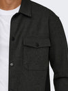 ONLY & SONS Pique Brushed Overshirt Dark Grey Melange