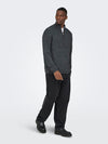ONLY & SONS Half Zip High Neck Pullover Black Grey