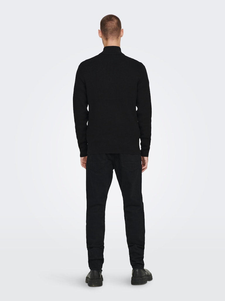 ONLY & SONS Half Zip Pullover Black