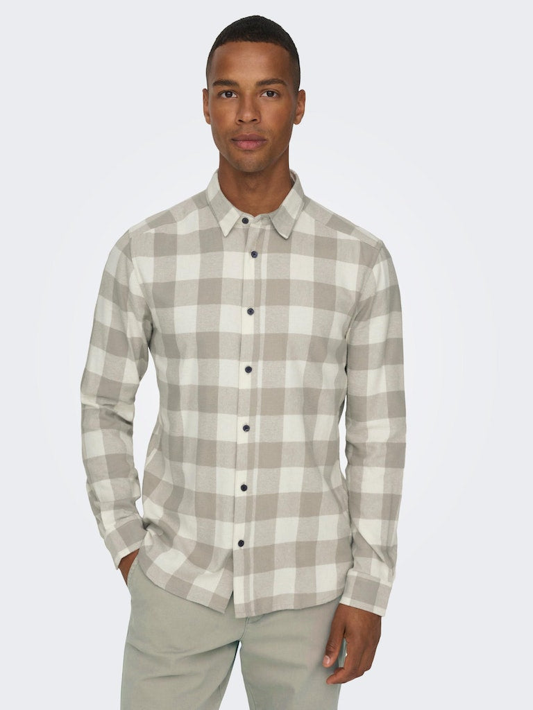 ONLY & SONS Flanell Hemd Antique White