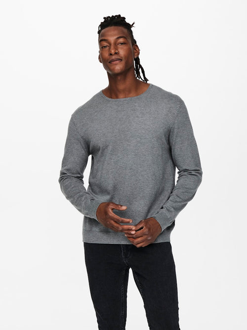 ONLY & SONS Leichter Pullover Medium Grey Melange