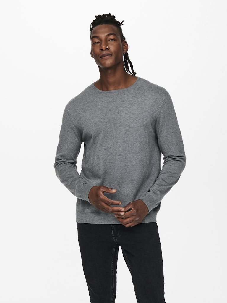 ONLY & SONS Leichter Pullover Medium Grey Melange