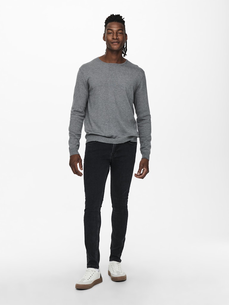 ONLY & SONS Leichter Pullover Medium Grey Melange