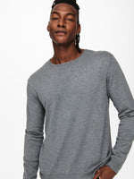 ONLY & SONS Leichter Pullover Medium Grey Melange