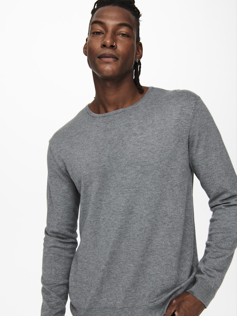 ONLY & SONS Leichter Pullover Medium Grey Melange