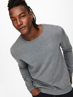 ONLY & SONS Leichter Pullover Medium Grey Melange