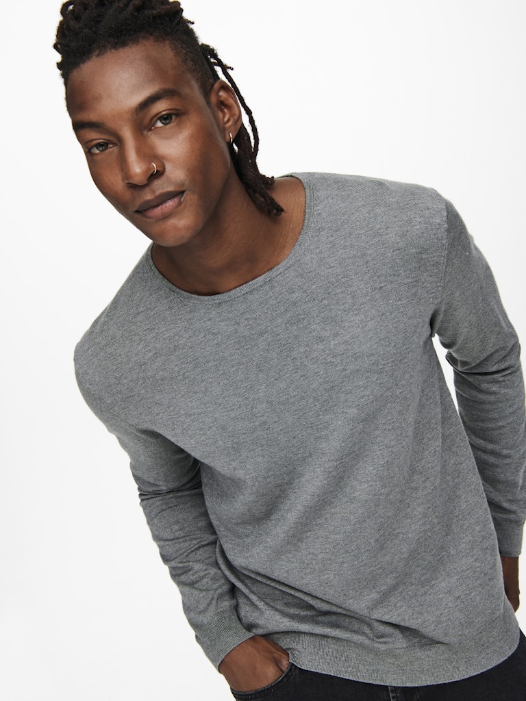 ONLY & SONS Leichter Pullover Medium Grey Melange