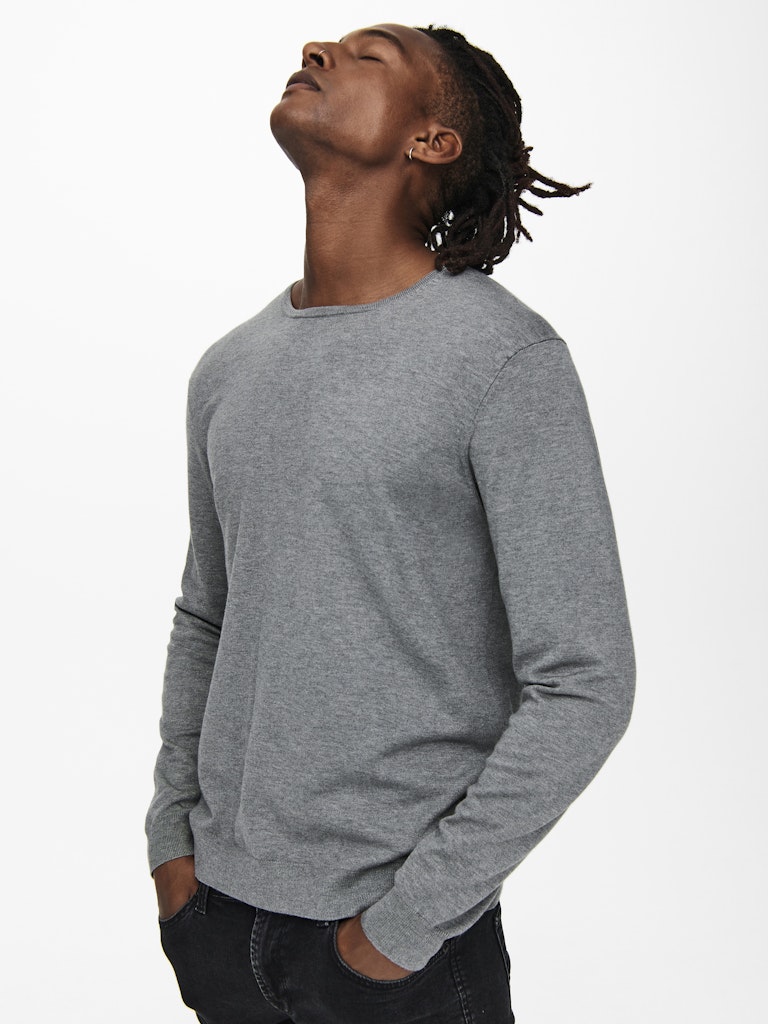 ONLY & SONS Leichter Pullover Medium Grey Melange