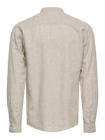 ONLY & SONS Leinen Stehkragen Hemd Chinchilla