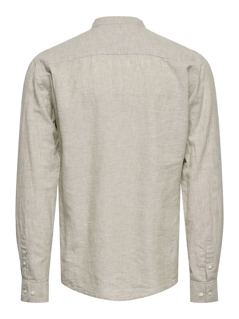 ONLY & SONS Leinen Stehkragen Hemd Chinchilla