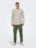 ONLY & SONS Leinen Stehkragen Hemd Chinchilla
