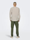 ONLY & SONS Leinen Stehkragen Hemd Chinchilla