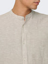 ONLY & SONS Leinen Stehkragen Hemd Chinchilla