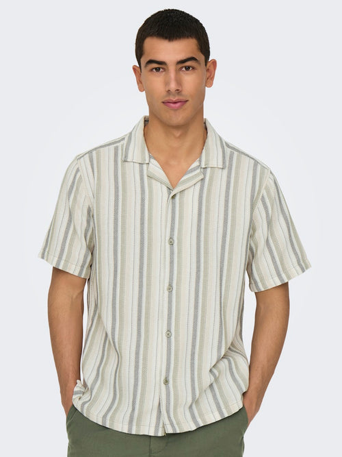 ONLY & SONS Struktur Kurzarm Hemd Seagrass