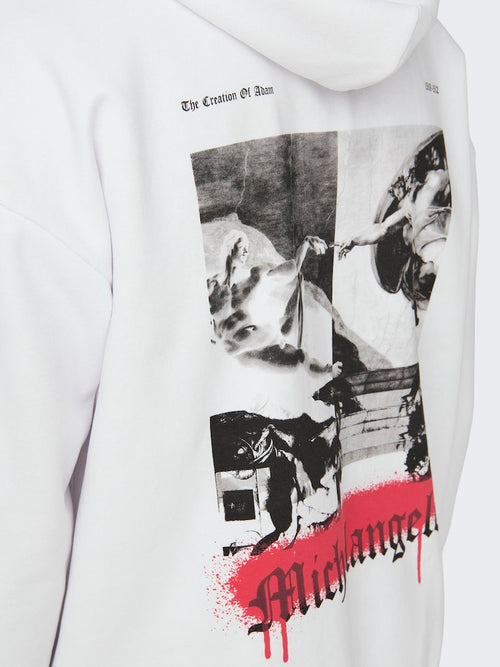ONLY & SONS Backprint Hoodie Michelangelo White