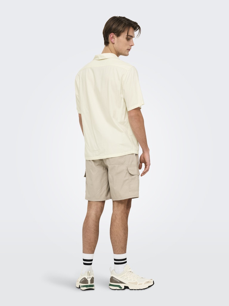 ONLY & SONS Resort Kragen Kurzarm Hemd Egret