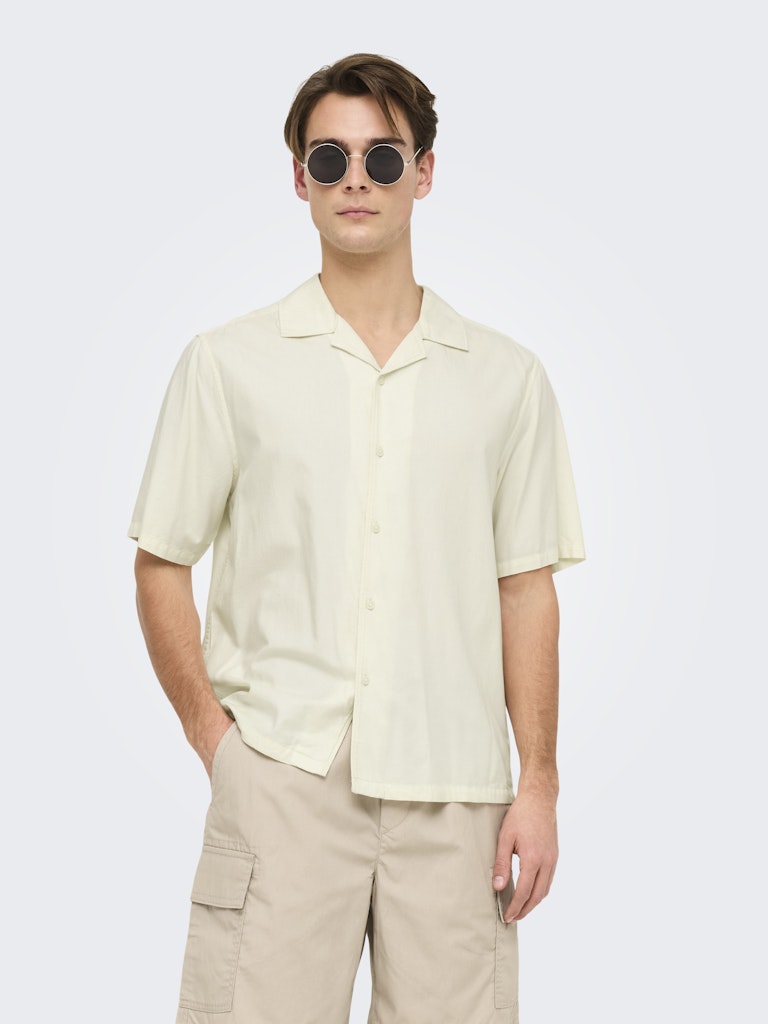 ONLY & SONS Resort Kragen Kurzarm Hemd Egret