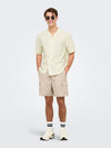 ONLY & SONS Resort Kragen Kurzarm Hemd Egret