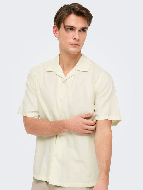 ONLY & SONS Resort Kragen Kurzarm Hemd Egret
