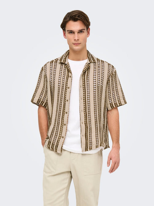 ONLY & SONS Strick Hemd Cloud Dancer Brown