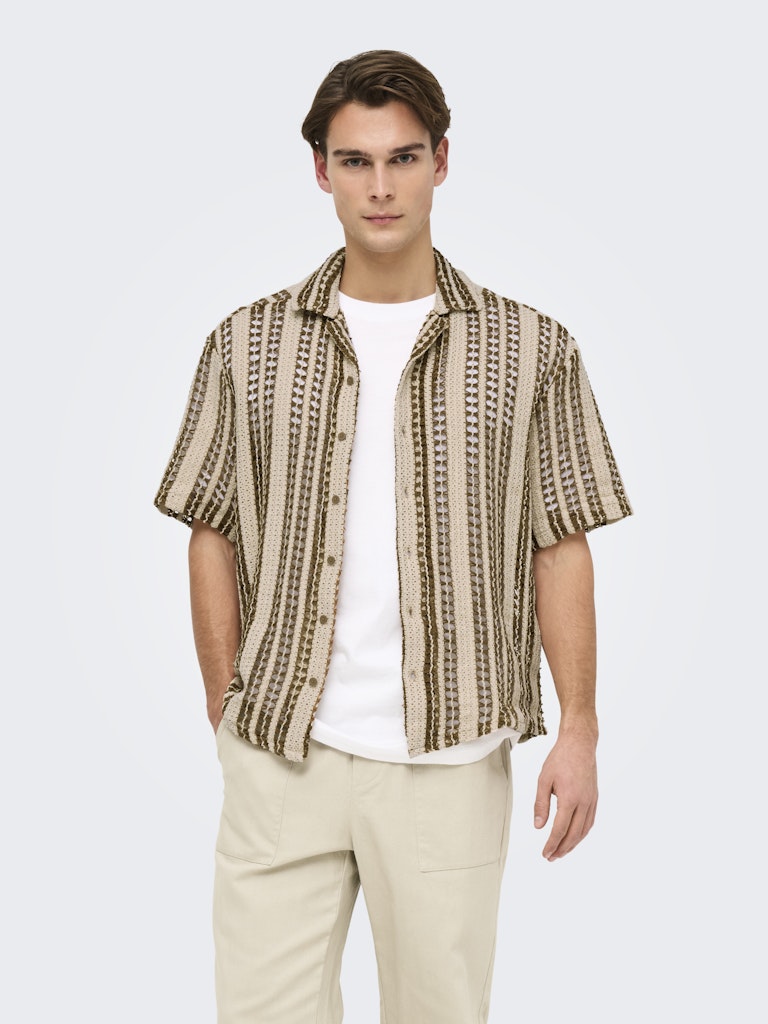 ONLY & SONS Strick Hemd Cloud Dancer Brown