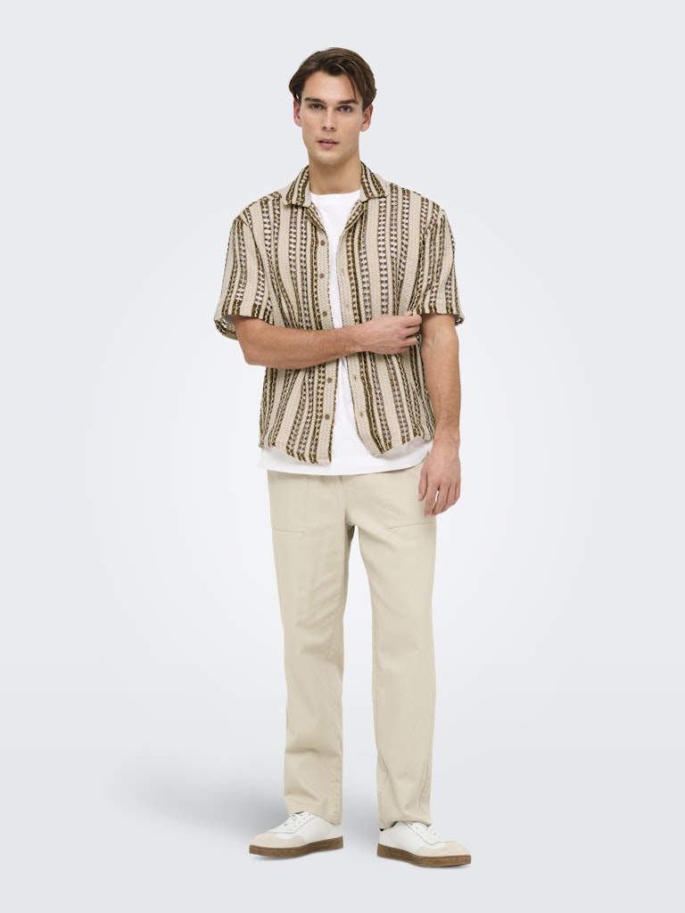 ONLY & SONS Strick Hemd Cloud Dancer Brown