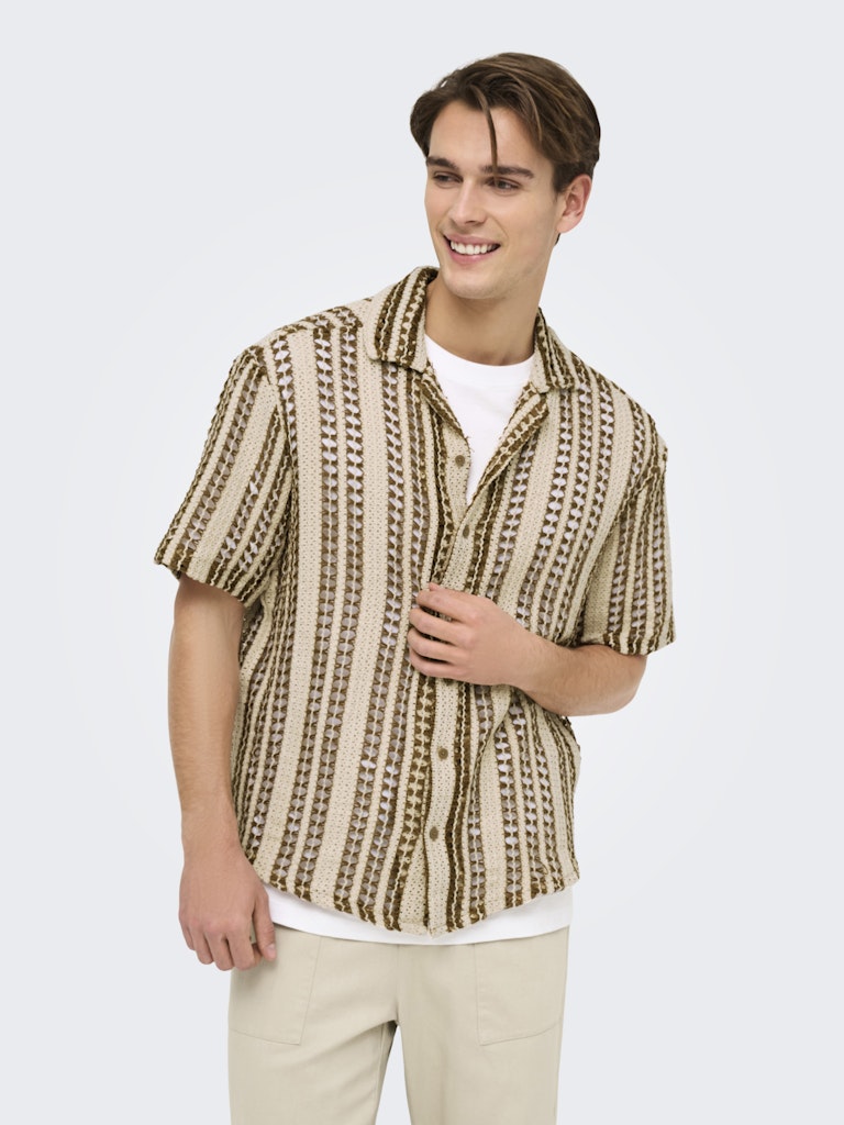 ONLY & SONS Strick Hemd Cloud Dancer Brown