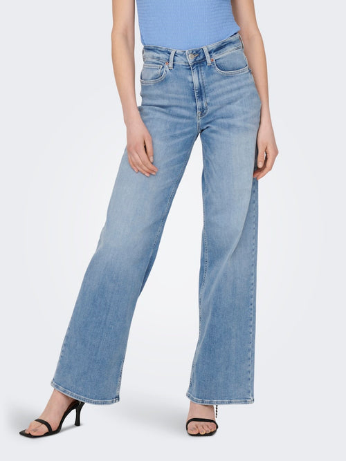 ONLY Highwaist Wide Leg Jeans Light Blue Denim