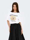 ONLY Frontprint T-Shirt Bright White Lazy