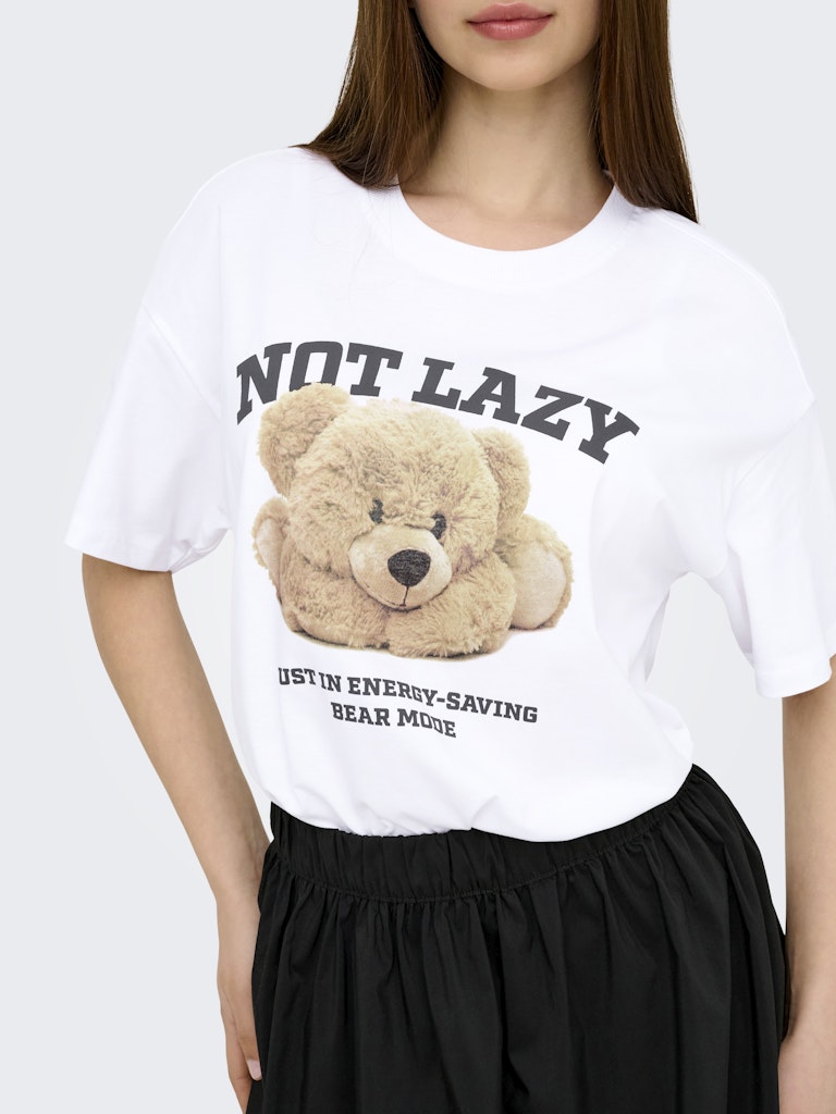 ONLY Frontprint T-Shirt Bright White Lazy