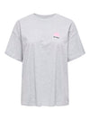 ONLY Backprint T-Shirt Light Grey Melange College Bear
