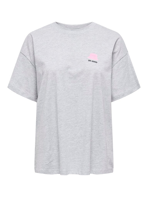 ONLY Backprint T-Shirt Light Grey Melange College Bear