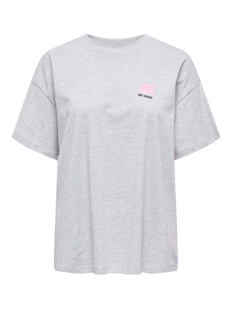 ONLY Backprint T-Shirt Light Grey Melange College Bear