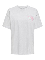 ONLY Backprint T-Shirt Light Grey Melange Cozy Bear