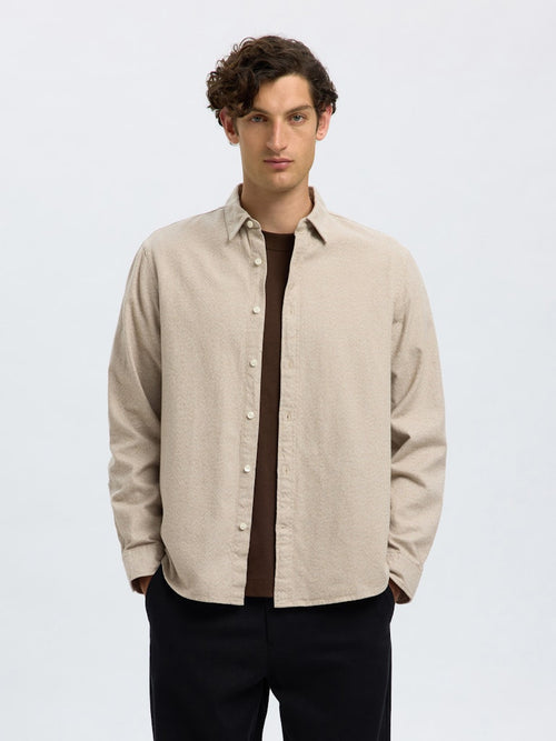 SELECTED HOMME Gebürstet Twist Hemd Egret