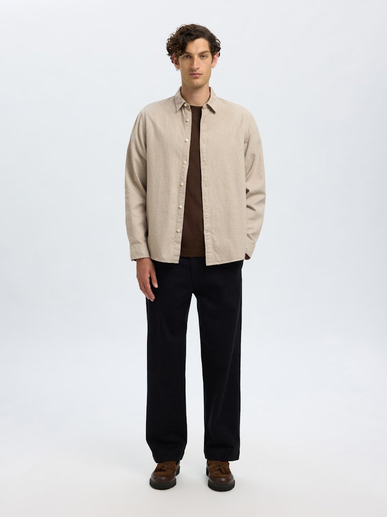 SELECTED HOMME Gebürstet Twist Hemd Egret