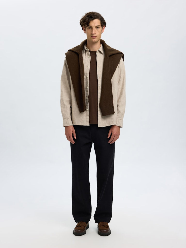 SELECTED HOMME Gebürstet Twist Hemd Egret