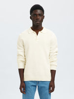 SELECTED HOMME Strick Polo Pullover Egret