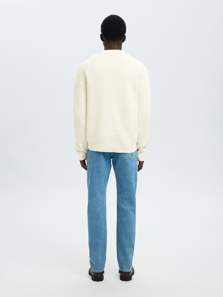 SELECTED HOMME Strick Polo Pullover Egret