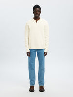 SELECTED HOMME Strick Polo Pullover Egret