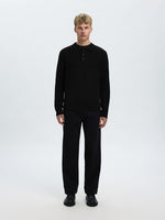 SELECTED HOMME Strick Polo Pullover Black